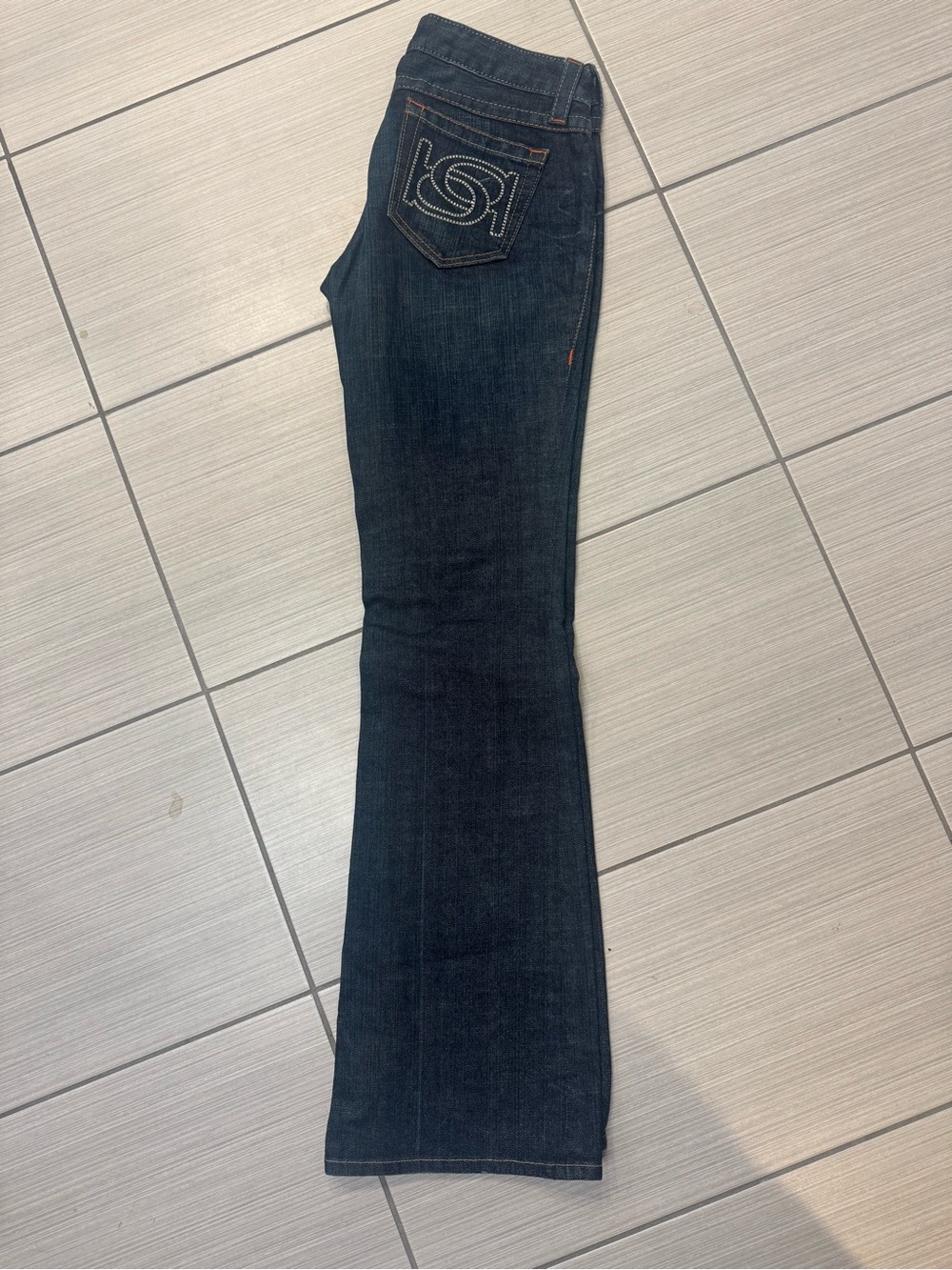 Vintage Y2K Bebe Dark Wash with decorative atitching Flare Jeans